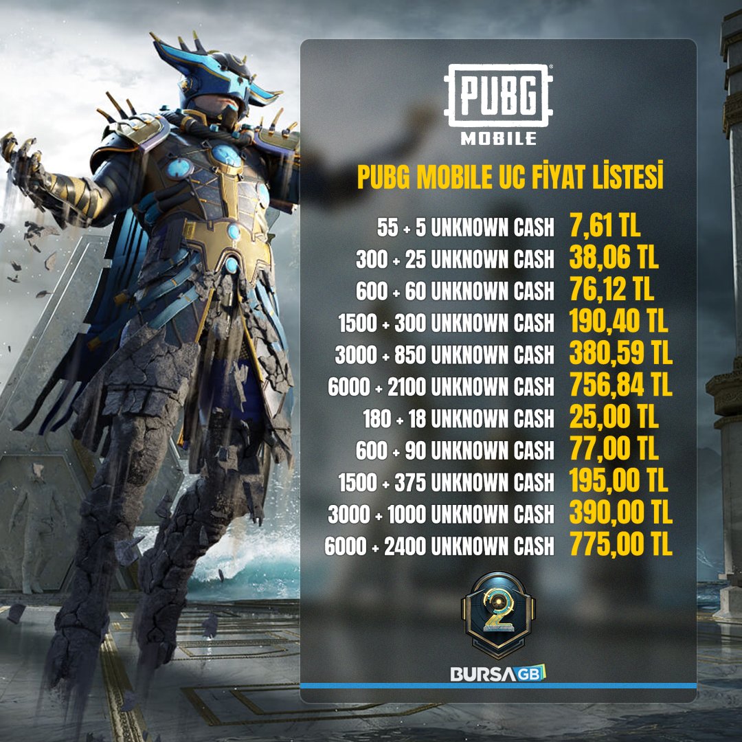 BursaGB's tweet photo. PUBG Mobile Güncel UC Fiyat Listesi Karşınızda!

En uygun UC için adresiniz https://t.co/pK9fbqRkRK

#bursagb #pubg #pubgmobile #uc https://t.co/vJaIEleFeU