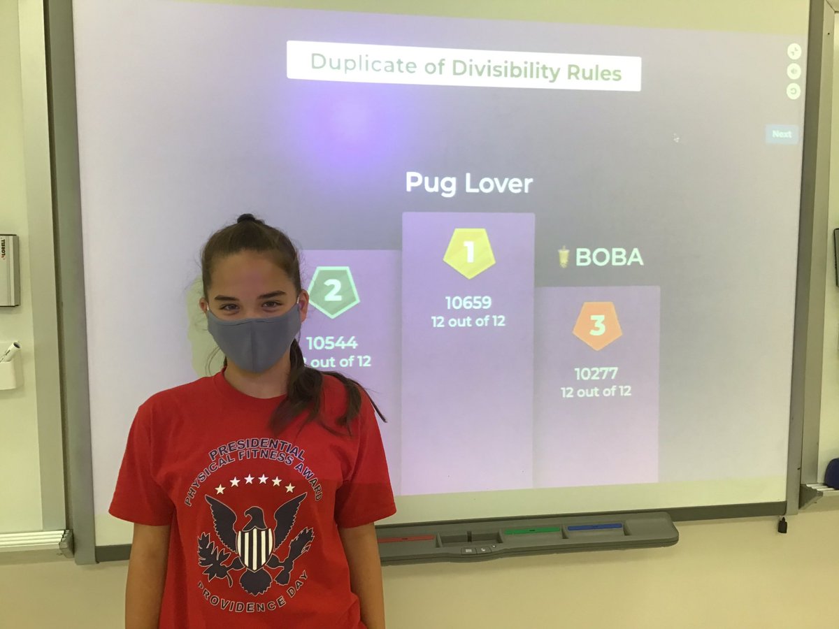 mgarrity05's tweet photo. Getting ready for our first Math 6 test of the year with some Divisibility Rules Kahoot! #pdsms https://t.co/3QP9S9mgIT