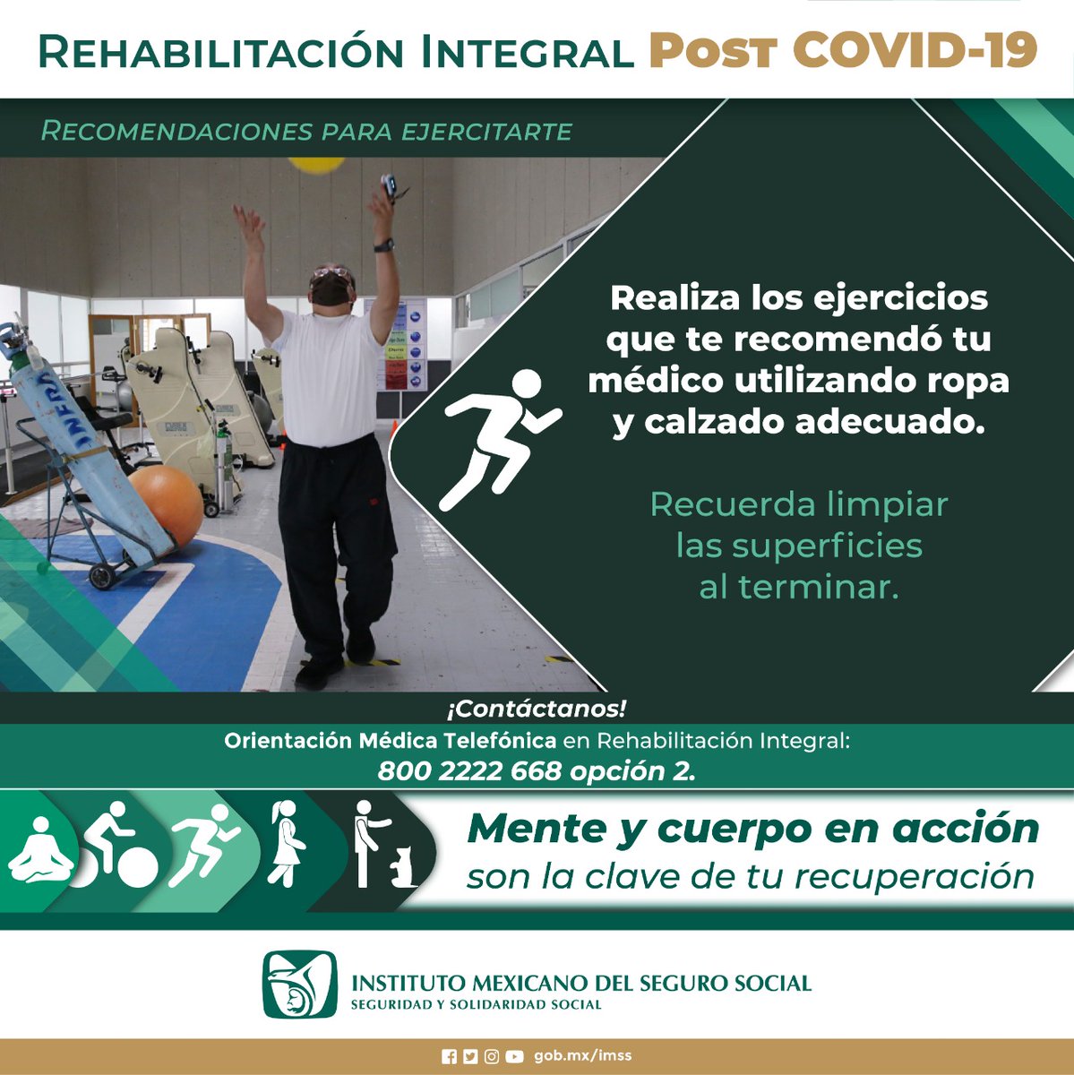 Tu_IMSS's tweet photo. ¿Padeciste #COVID19? 🫁

El #IMSS brinda rehabilitación integral a pacientes que desarrollan trastornos de respiración, voz o deglución.

¡Contáctanos! 📞 800 2222 668 opción 2. https://t.co/cBY7ogDvDM