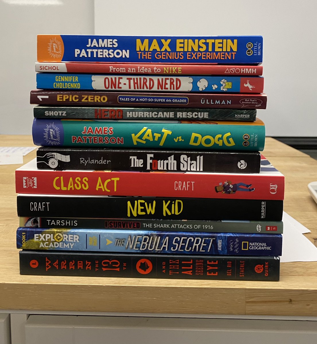 So grateful that we have administrators who value reading, student choice, and robust classroom libraries! These are the newest titles to share with my 5th grade <a href="/oakridgeowls/">The Oakridge School</a> readers! <a href="/OakridgeMS1/">Oakridge MS</a> <a href="/RobinsonTeach/">B.R. Robinson</a> <a href="/TriciaDewinter/">Tricia de Winter</a>