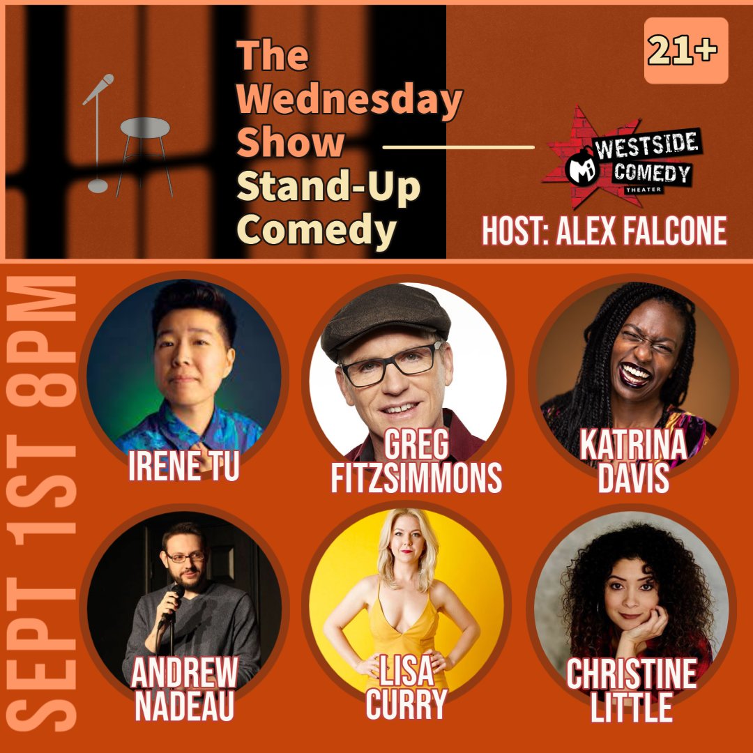 westsidecomedy's tweet photo. Starting September the right way with
@irene_tu
@GregFitzShow
@katrinasivad
@TheAndrewNadeau
@lisa_curry
@TheXTineLittle
Host: @alex_falcone
Tickets: https://t.co/JLCTNPIsbs
#tonightinla #thingstodoinla #santamonica #losangeles #standupcomedy #standup https://t.co/ELFJ1nFivM