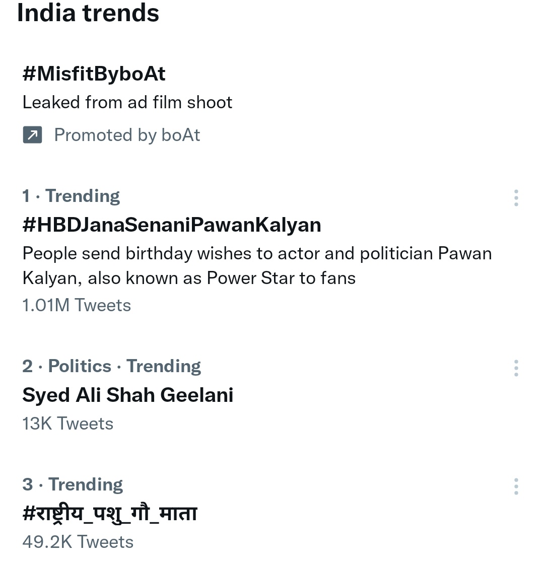AjithPSPK_fans's tweet photo. 1.01 Million Updated Tweets on #HBDJanaSenaniPawanKalyan and Trending at #1

#HappyBirthdayPSPK at #9 with 17 K Tweets

Happy Birthday @PawanKalyan❤️
Anna 96.1 K Tweets at #14

Garu (Sir in Telugu with 200 K Tweets at #20 

all Trending @TwitterIndia 🥳

 #Valimai | #BheemLaNayak https://t.co/6nyusnhadt