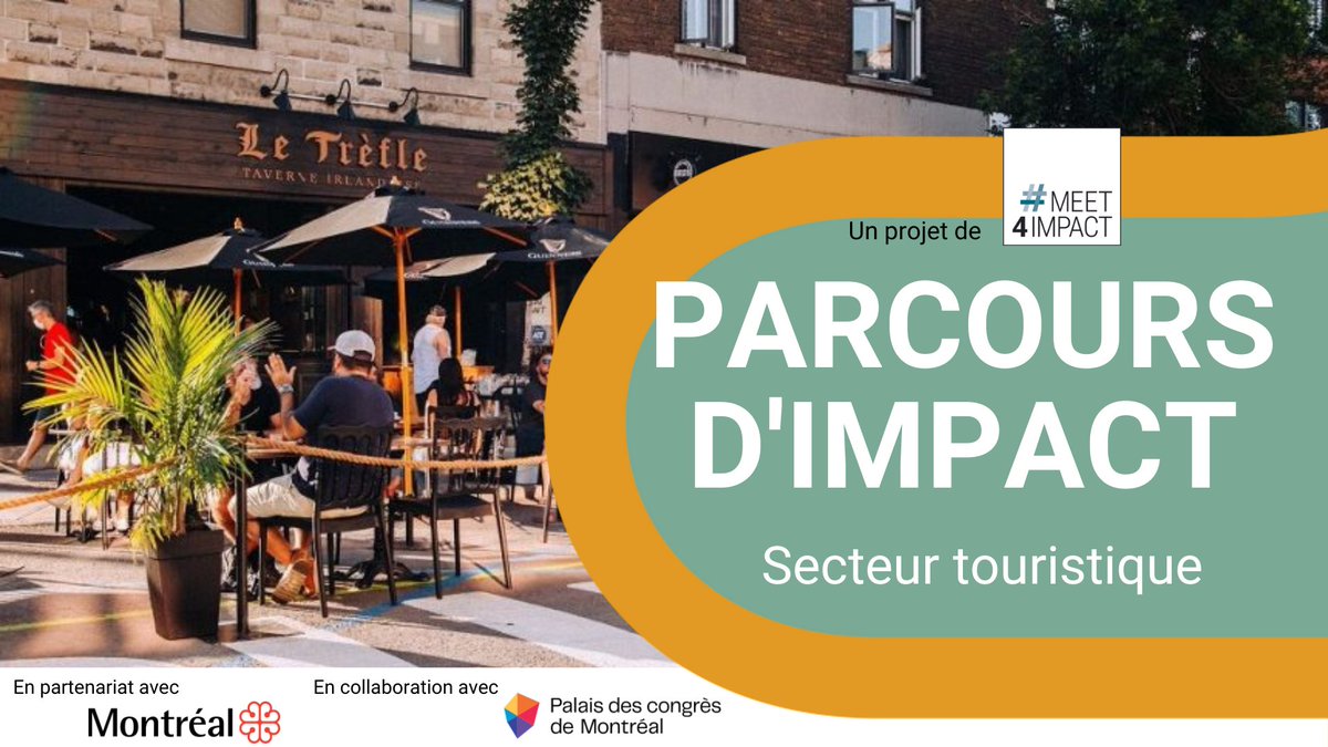 Fière de lancer le Parcours d’impact pour les PME touristiques qui débutera cet automne, en partenariat avec la Ville de Montréal et le Palais des congrès de Montréal! RDV sur notre site: ow.ly/6Def50G2Ah9