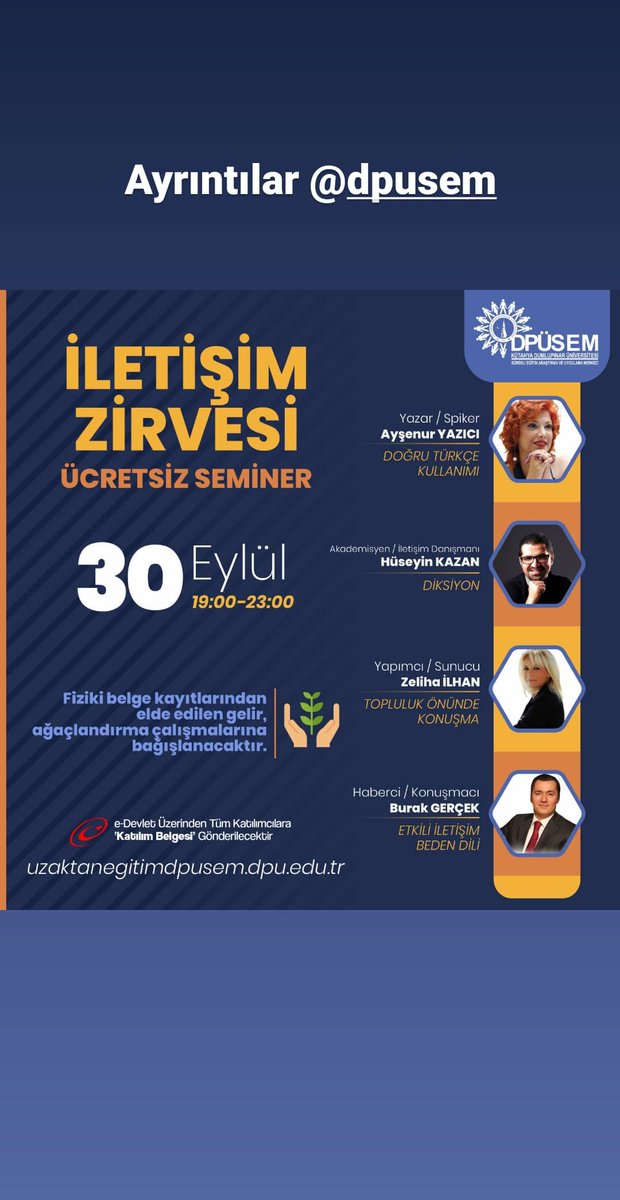 Ayrıntılar için instagram: <a href="/dpusem/">DPÜ SEM</a>