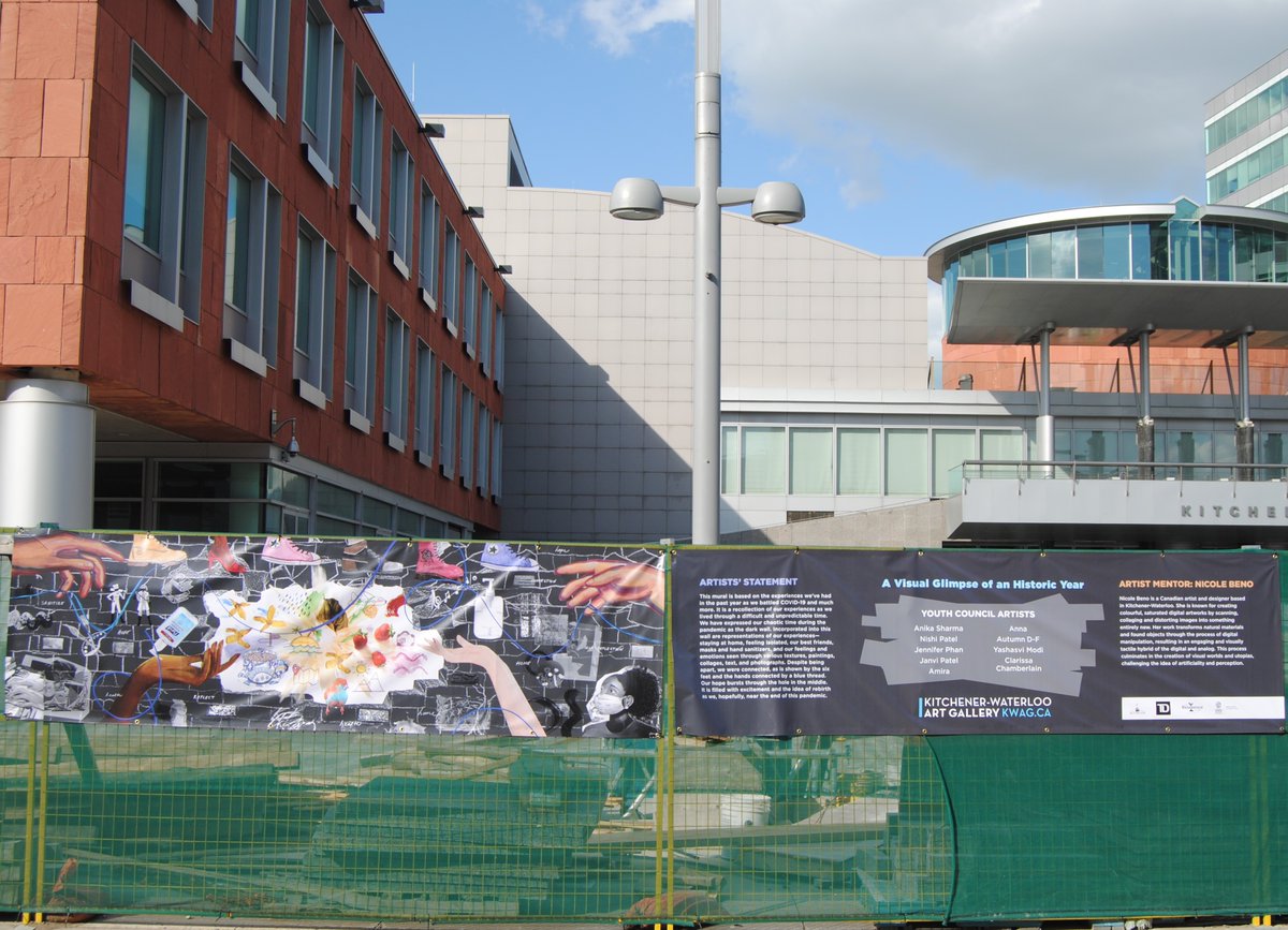 bounceforwardwr's tweet photo. Following a youth mural workshop by #ResilienceProject amazing facilitator @ArtMuralista & @kwartgallery the KWAG Youth Council members painted these mural with important messages around #COVID19 protections. The murals are currently @CityKitchener Hall & will be traveling around https://t.co/3kYc4oGvSK