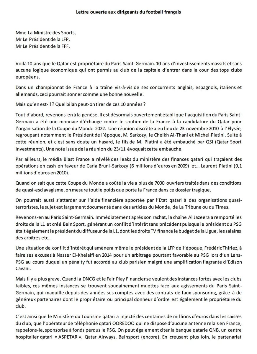 planetom13's tweet photo. Bonjour @RoxaMaracineanu, @Sports_gouv, @FFF, @LFPfr.

Vous avez un nouveau message ✉️

#BoycottQatar2022 #PSGban https://t.co/e9aY57cTST