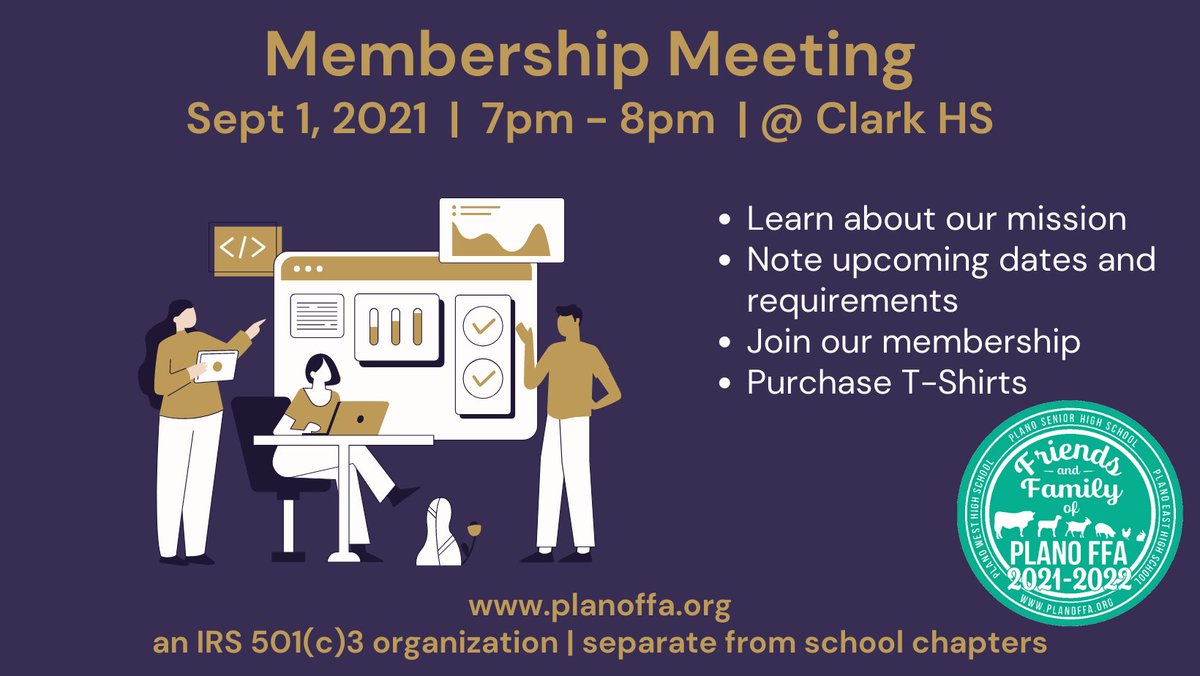 Reminder - we'll see you tonight at our first meeting at Clark High School. #FFA