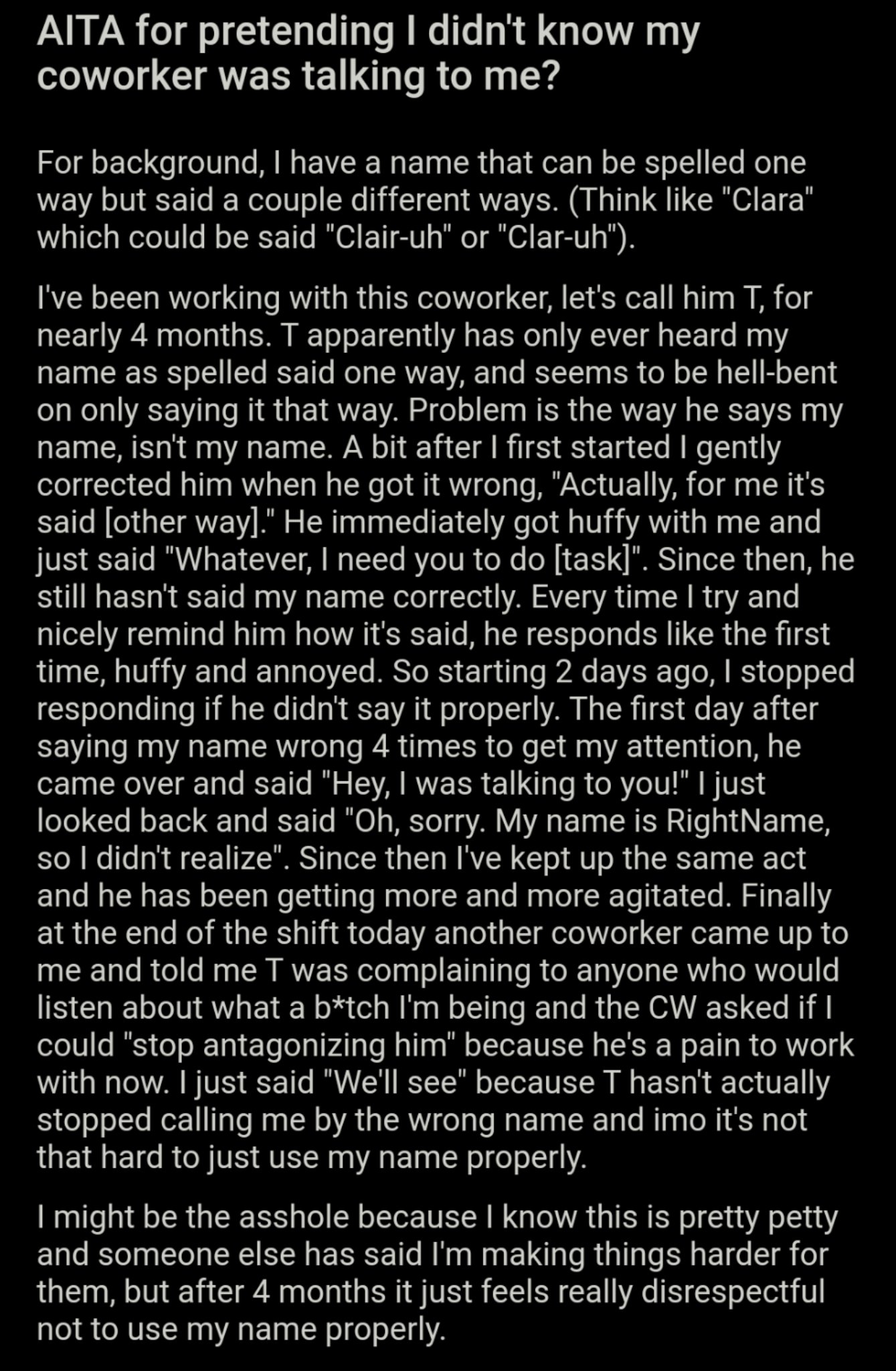 Am I the Asshole? on Twitter: "AITA for pretending I didn't know my