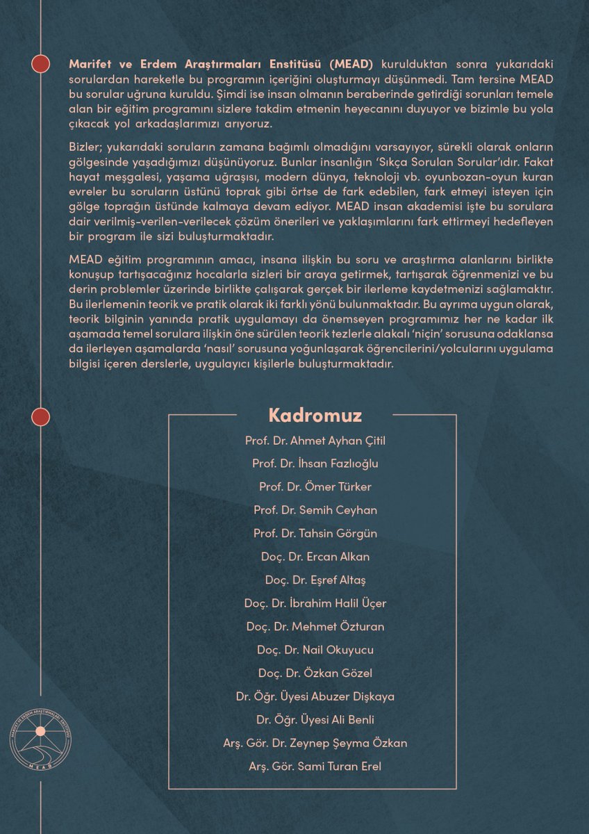 meadenstitu's tweet photo. İnsan Akademisi başlıyor... 
https://t.co/1arCCqYtvP https://t.co/qy6LbuvzGC