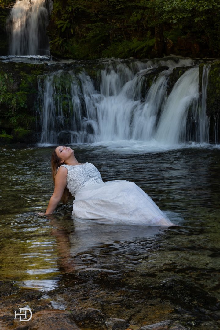 Waterfall location photoshoot South Wales #beautiful #waterfalls #Wales #model #weddingdress #beauty #canonphotography #cymru #fashion #photography #godox #water #Location #summer #fineartphotography