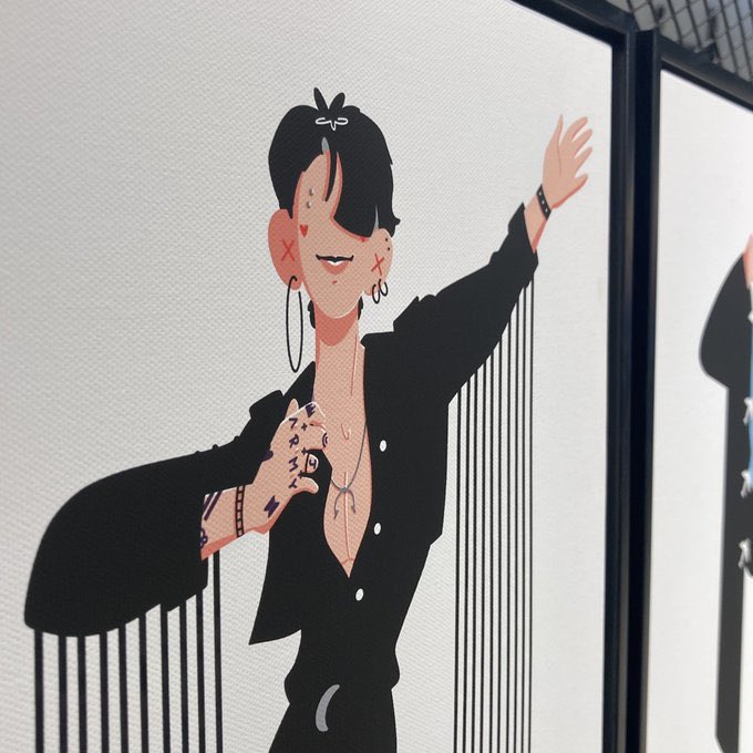 MinaIsLate's tweet photo. Here are the pieces I sent to the birthday celebration event for JK and RM in the exhibition room of the Korean Cultural Association in Hong Kong (Aug 30th to Sep 4th) 💜 https://t.co/dT9xC1rPjP