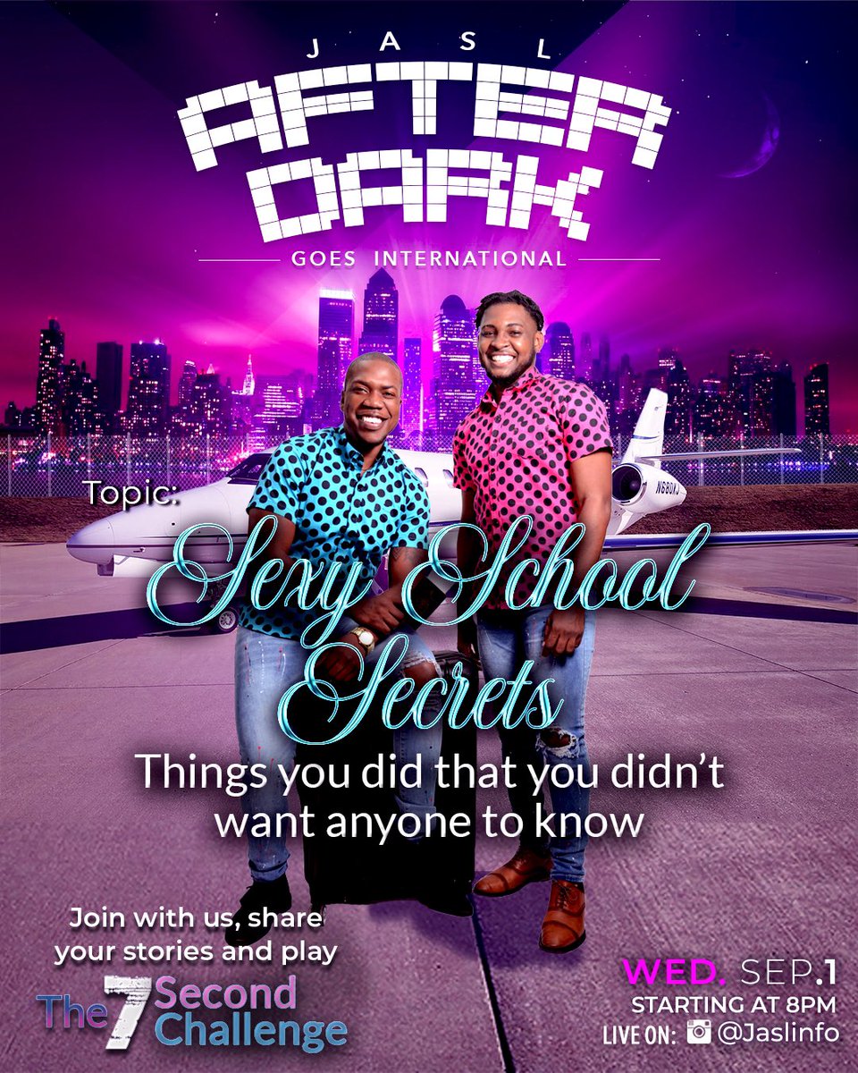 JASLtweets's tweet photo. September is back to school and we’re taking a trip down memory lane. Tonight’s topic is “Sexy School Secrets” and we want to hear your most outrageous sexual experiences in a school setting. Join us @ 8pm, share your stories and play the #7SecondChallenge with us. #jaslafterdark https://t.co/xKK4QIArka