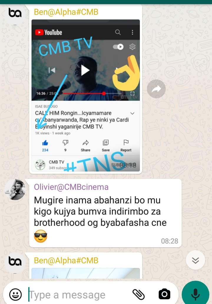 ur_cmb's tweet photo. #CMBTV #TNS #CMBgroup this is the First Interview to get 1K views in short time since we started.
Murakoze bakunzi ba #CMBTV mukomeze mubane natwe.
Thank you guys for the efforts you invest.
@MwenyeweCrespo9 @Benalpha123 https://t.co/T9NWzg7KjO