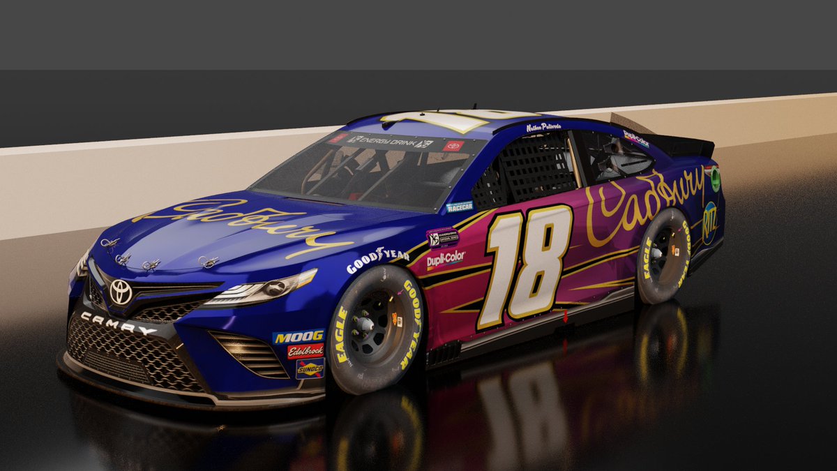 DesignsEighty's tweet photo. Fictional #18 Cadbury Toyota Camry for Garry's Mod Racing Development.

#NASCAR #heylefty #nr2003 #garrysmod #iracing https://t.co/Uenq0L30v4