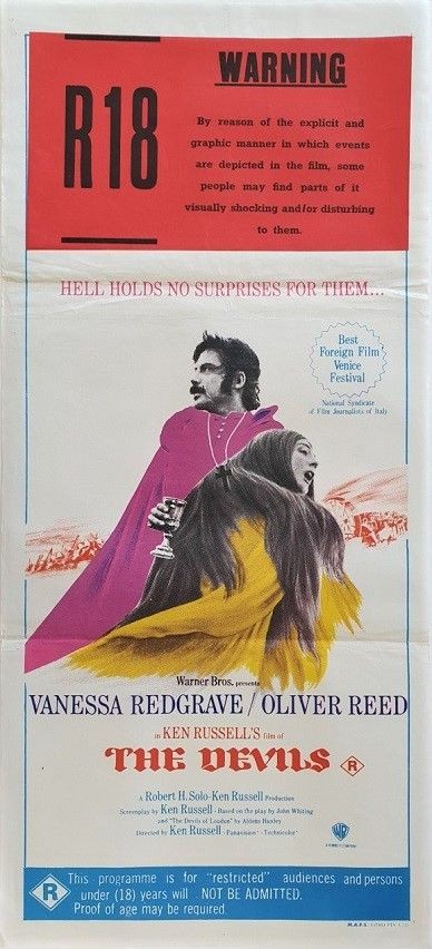 Australian movie poster for #KenRussell's #TheDevils (1971) starring #OliverReed #VanessaRedgrave