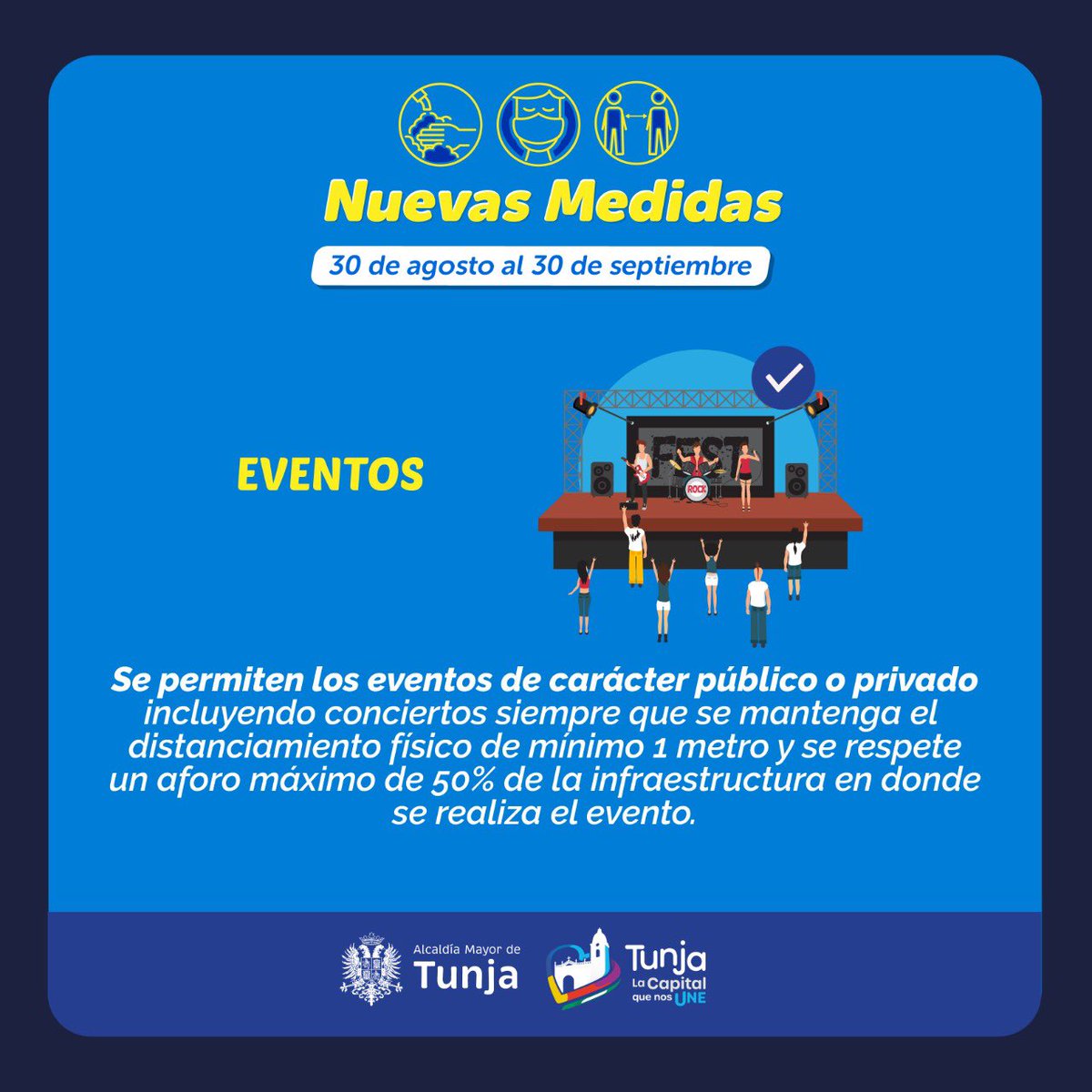 AlcaldiaTunja's tweet photo. Estas son las medidas vigentes vigentes en Tunja, consulta más información aquí: https://t.co/fQImBoOK8a https://t.co/tbqhYKq8N7