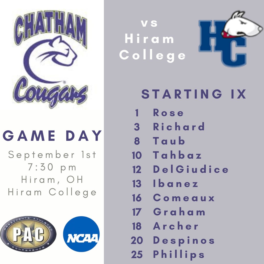 chathammsoccer's tweet photo. Kicking off the season against Hiram College at 730pm. #RollCougs 

📺: https://t.co/wLUMblZk8V https://t.co/hTJjta1PHr