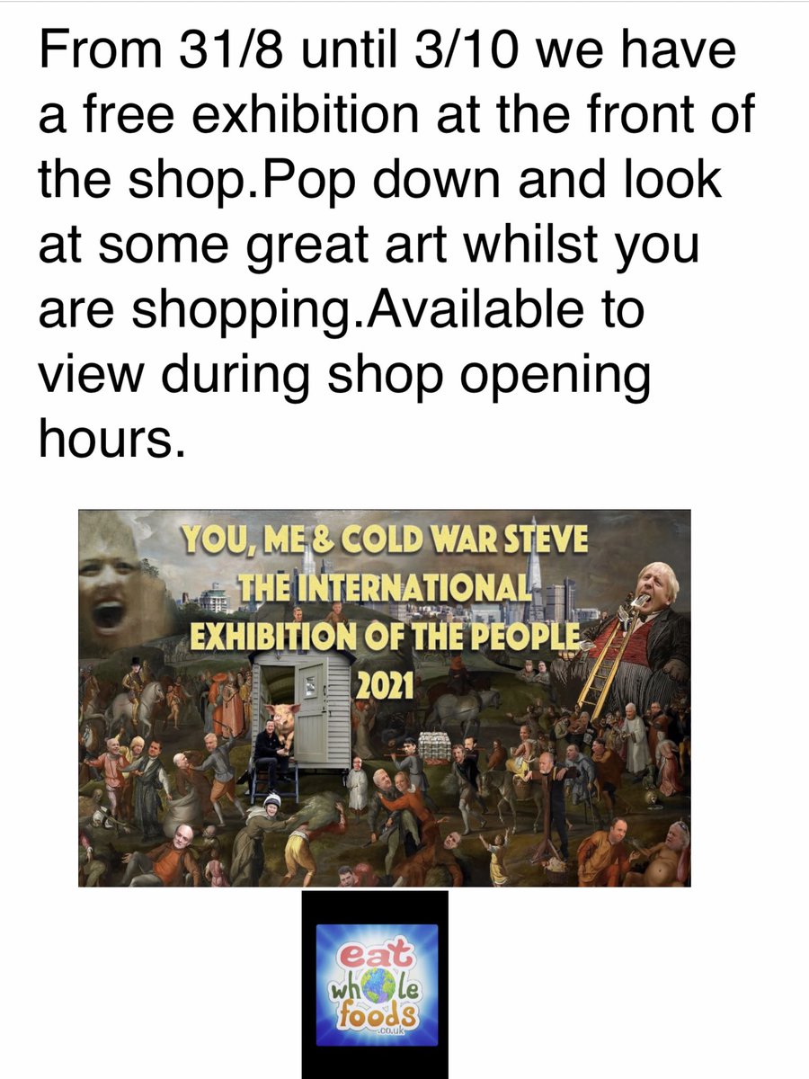 Pop down to the warehouse in September to catch the fantastic exhibition of prints by <a href="/TheCWSoffice/">Cold War Steve Office</a> @Coldwar_Steve .Treat yourself to some fab Wholefoods while you are at it