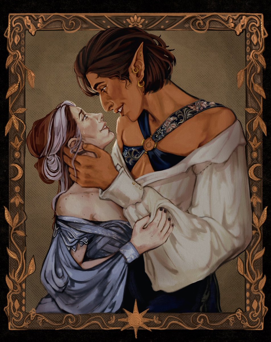 gildedruin's tweet image. Oh hello #VisibleNonbinary ! I’m Jax! I draw sapphics adoring each other, and LOADS of dnd ocs ✨🌷