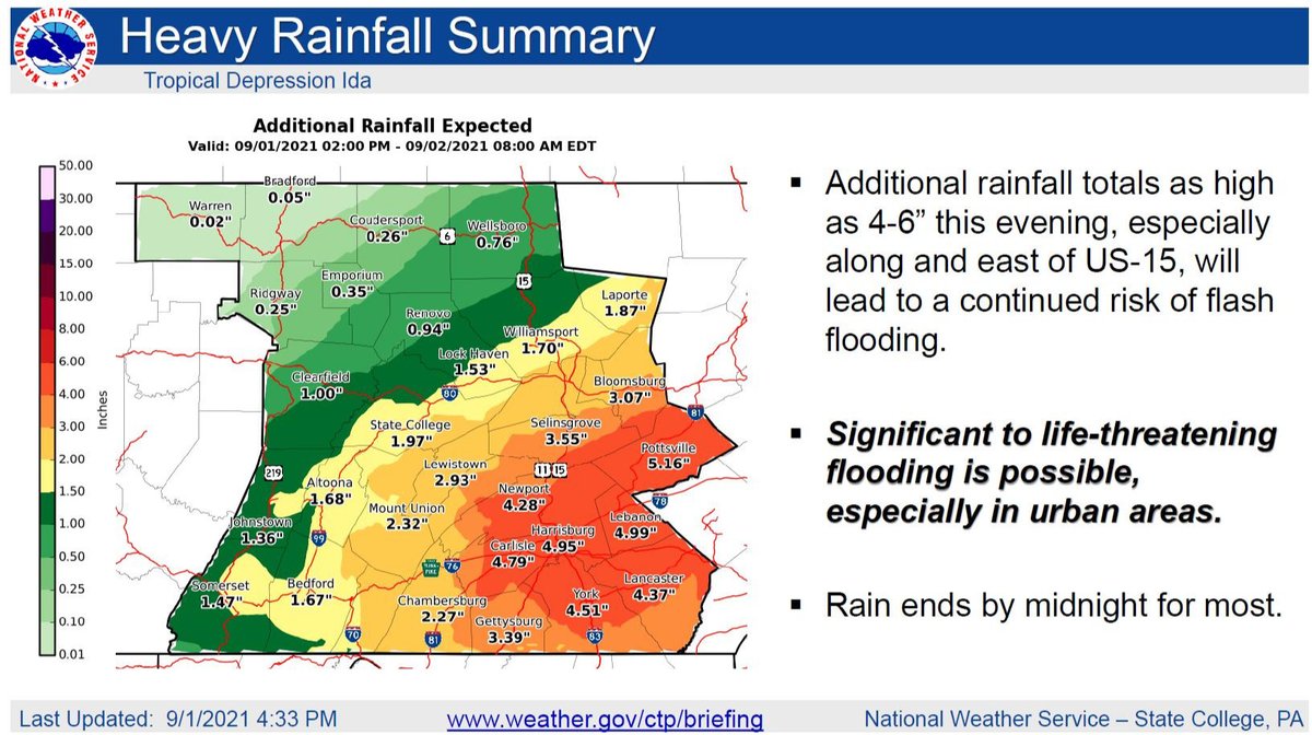 The latest from the National Weather Service...