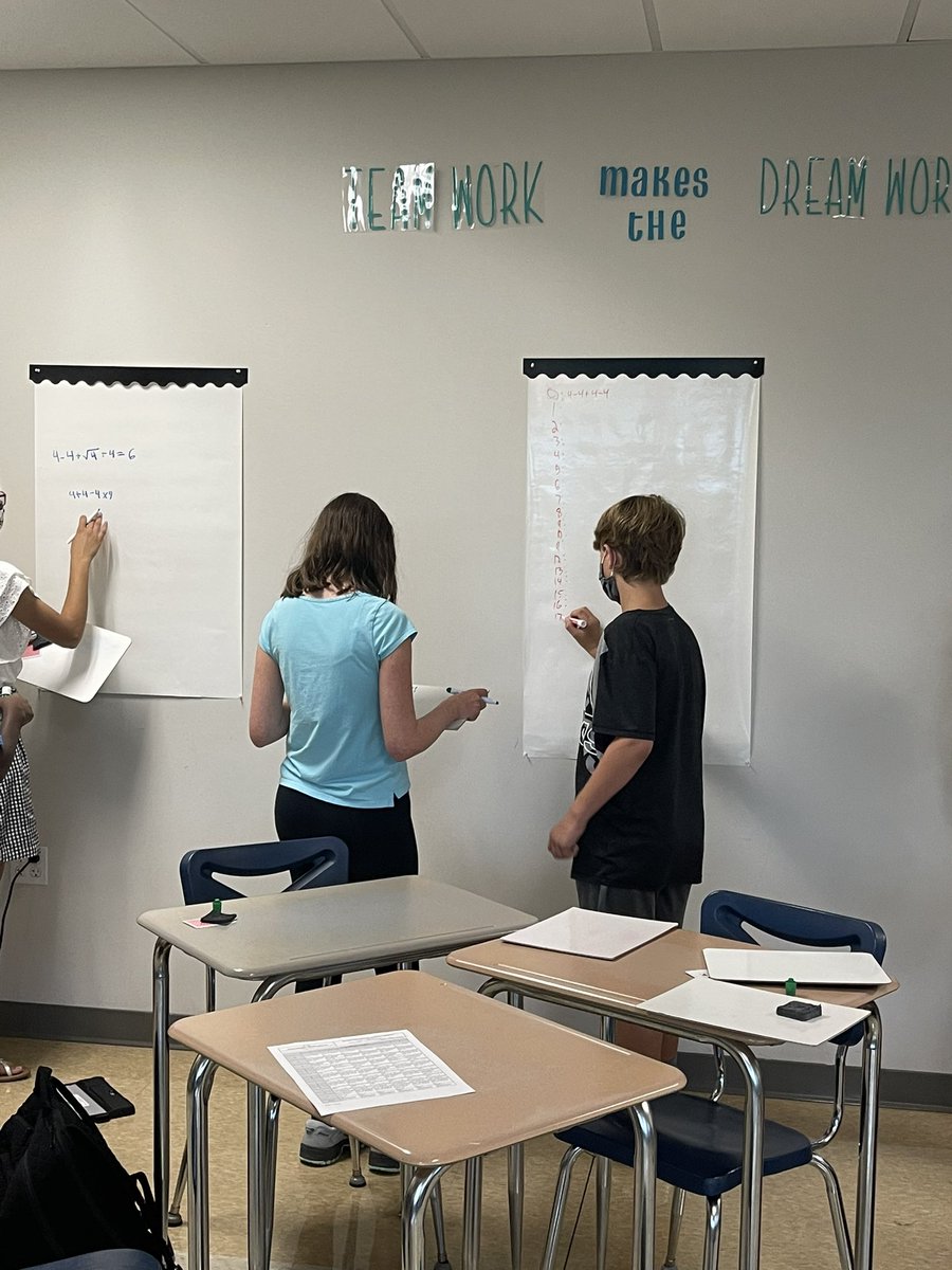 MsMathStevens's tweet image. So amazing have all the kiddos in ONE PLACE! Started with #WODB and moved to Four Fours. Student’s reflection on the class activities were my favorite part ❤️ #teamworkmakesthedreamwork #WeAre7B