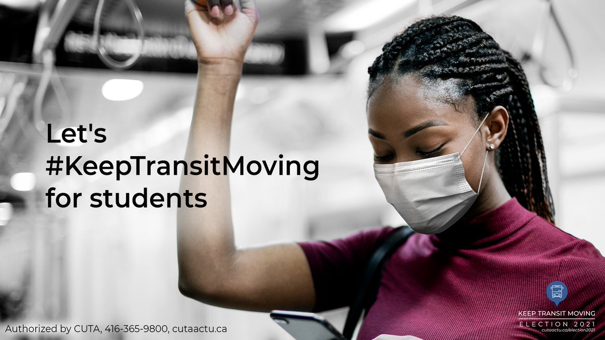 canadiantransit's tweet image. When post-secondary schools open this fall, students from Victoria to St. John's will need transit to get to campus. Let's #KeepTransitMoving for students. Learn more at cutaactu.ca/election2021 #CdnTransit #Elxn44