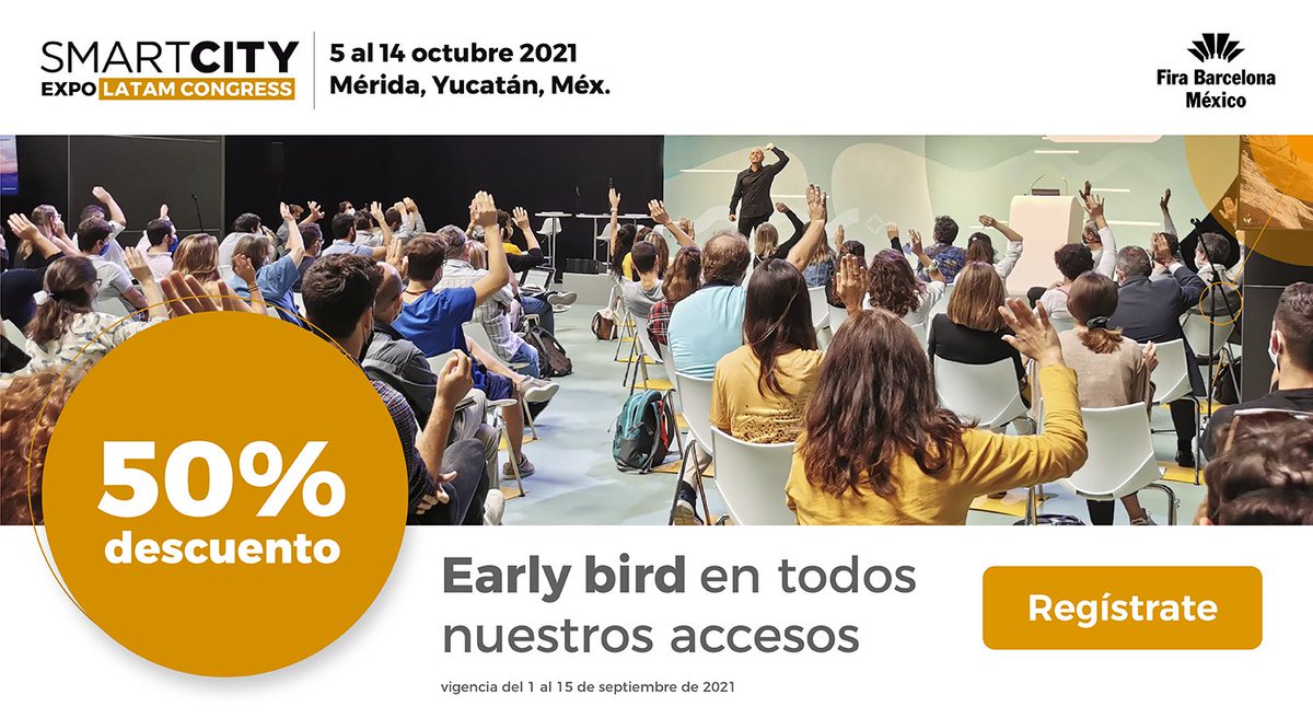 🟠¡Forma parte de la comunidad #SCELC21! Acredítate ahora y hasta el 15 de septiembre y obtén un 50% de descuento en TODOS LOS TIPOS DE PASES. 📩Solicita tu código por DM y no te quedes fuera de la REconstrucción de las ciudades de #AméricaLatina 👉bit.ly/3DHjv8s