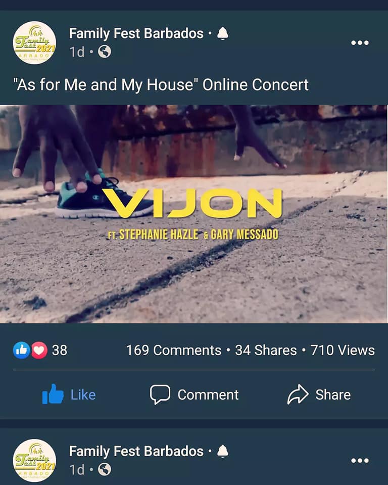 Vijon (@vijonmusic) on Twitter photo I never take these opportunities for granted. I want to thank <a href="/FestBarbados/">Family Fest Barbados</a> for including me in their annual concert this past Saturday.
#onlineconcert #familyfest #barbados I never take these opportunities for granted. I want to thank <a href="/FestBarbados/">Family Fest Barbados</a> for including me in their annual concert this past Saturday.
#onlineconcert #familyfest #barbados