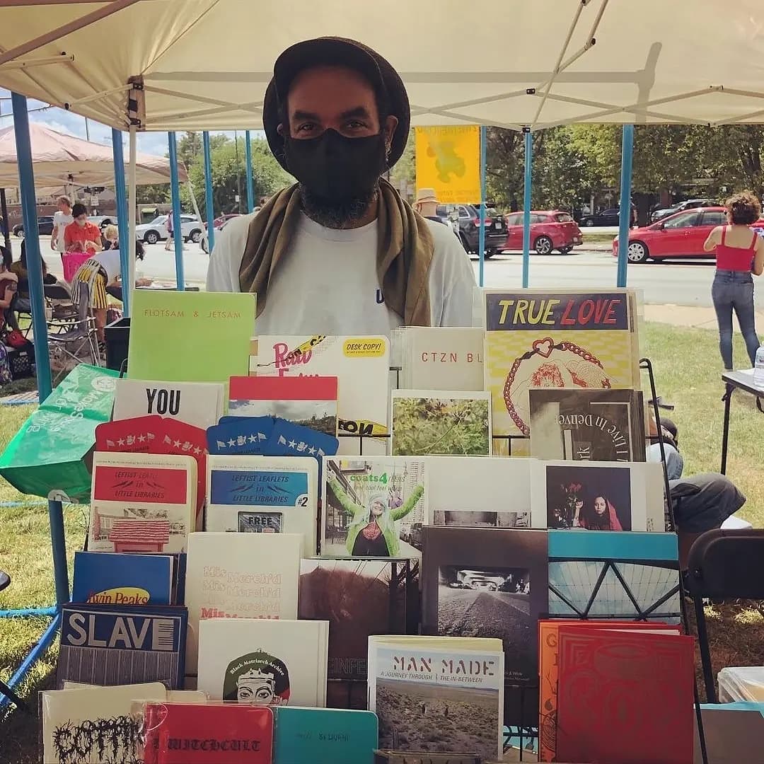 #Zinemercado2021

Loved sharing work and seeing family, friends and peers at this event each year. 

Wonderful DJ sets all day @oscararriola, @juicywolfleader <a href="/shazam_bangles/">TweeterFrancisGeraci</a>, @joeyjoeygarfield (aka Spotty Wifi) @btk28_, &amp; <a href="/estebanchicago/">Esteban Staropoli</a> created a great audio backdrop.
Peace
