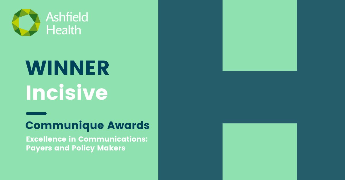 Congratulations <a href="/incisivehealth/">Incisive Health</a>. The agency won a Communique award for excellence in communications (payers and policy makers). Great job team. <a href="/CxHealth/">Communiqué</a>  
<a href="/AshfieldHealth/">Ashfield Health</a>
