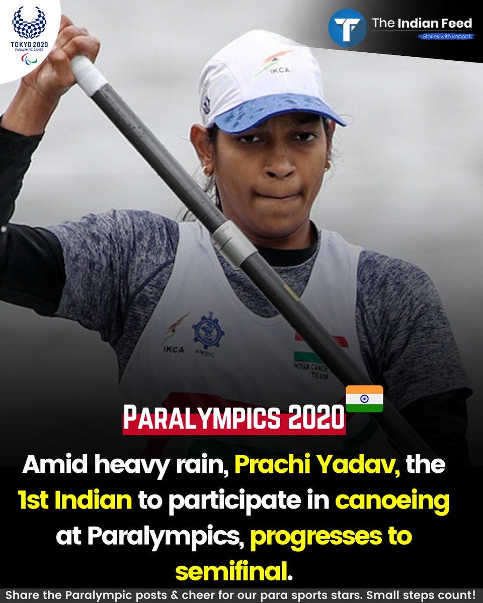 theindianfeed's tweet photo. #ParalympicsTokyo2020  | #CanoeSprint | @ItzPrachi_  #PrachiYadav, the first Indian to participate in canoeing at Paralympics, finishes 4th in the heat. Prachi will be in semifinal 2 on Friday at 6.20 am where she would need to finish in the top 3 to qualify for the finals. https://t.co/72dBKO25iZ