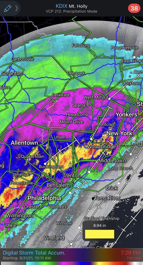 Some places across the Mid Atlantic has seen more rainfall tonight than we have seen all year in the Bay Area. Unreal.