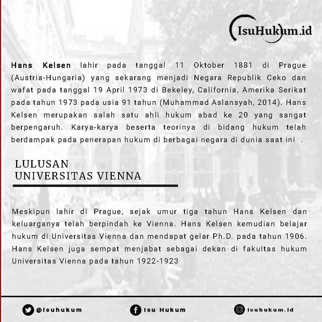 isuhukum's tweet photo. Udah pada tau belum biografi pencetus Pure Theory of Law?
.
Okee para #ngisu kali ini kami dari tim Isu Hukum mau memberikan informasi tentang biografi Hans Kelsen
.
Keep learning and doing UPS! Don't forget to sharing!
.
#filsafat #hanskelsen #filsuf #biografi https://t.co/P37ZNZ9XDg