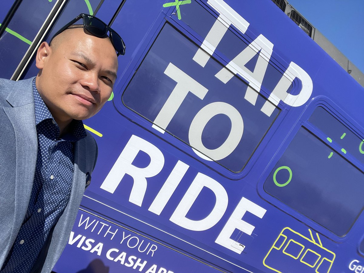Super stoked today as @RideSacRT launches #TaptoPay contactless systems in its lightrail! Special thnx to @CA_Trans_Agency @CaltransHQ @Visa @LittlepayHQ @gillibits & her team isn’t done yet- next up: tackling #unbanked access + streamlining mobility and technology together!