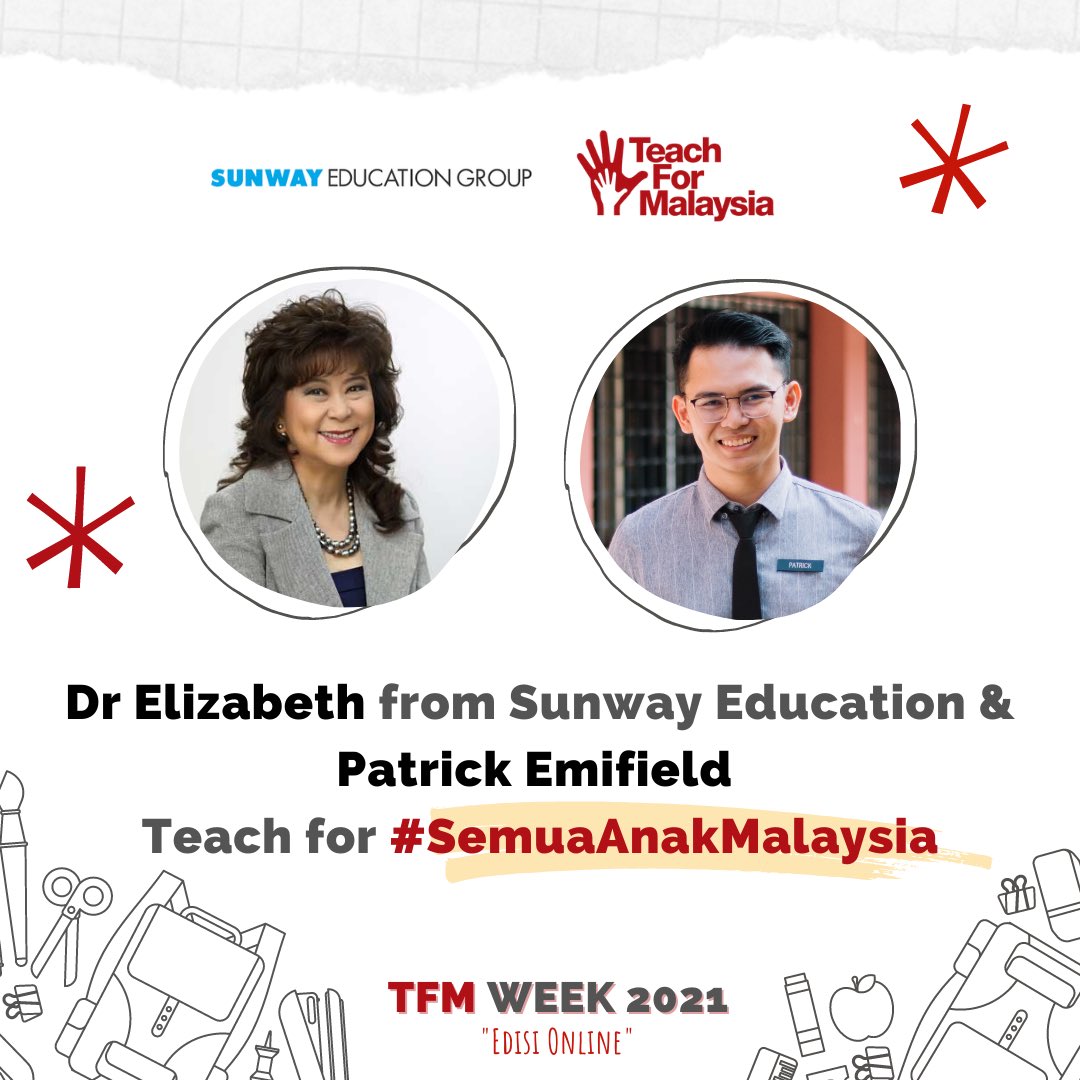 TeachForMsia's tweet photo. We're back again with #TFMWeek2021! Joining our virtual classrooms today are  Dr Elizabeth Lee (CEO, Sunway Education Group) and @hannaalkaf , Award Winning Malaysian Author! https://t.co/CEoBVdKFN6