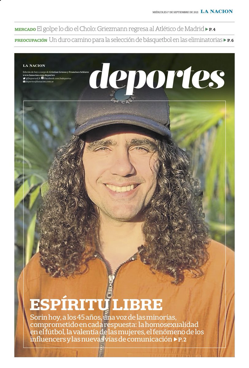 Un placer ser entrevistado x @crgrosso : “Espíritu libre” la tituló Para @lanacioncom Para leerla / pra ler / pour lire link 👇 lanacion.com.ar/deportes/futbo… . Look: mono instagram.com/eyddos . Gorra/Boné: #SeJogaEmCasa @elisprodutora . 📷 : @sol_alac