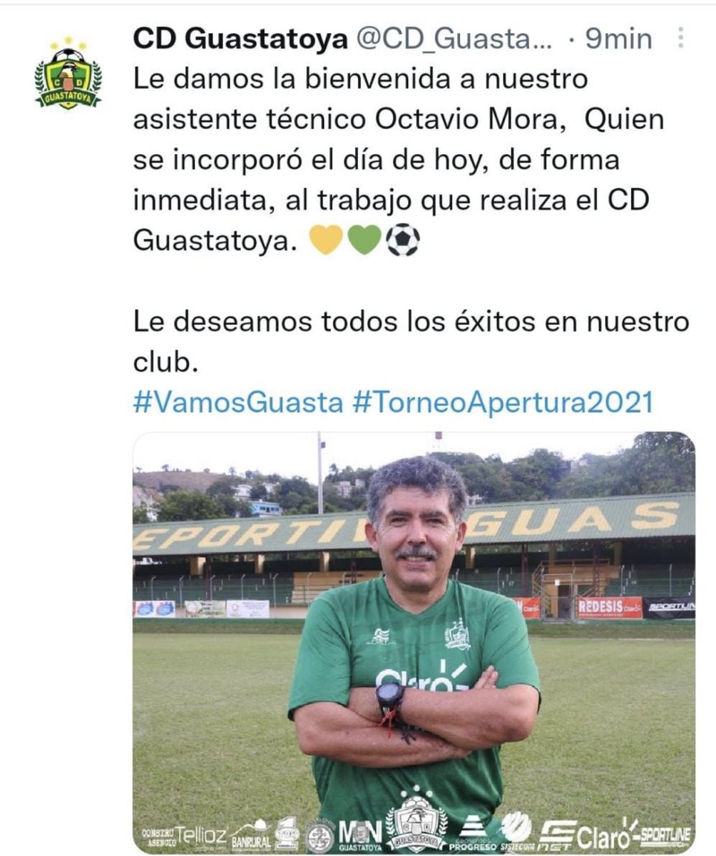 ¡Todo el éxito en esa nueva encomienda en el <a href="/CD_Guastatoya/">CD Guastatoya</a> <a href="/JesusOctavioMo5/">Jesus Octavio Mora Llamas</a>!