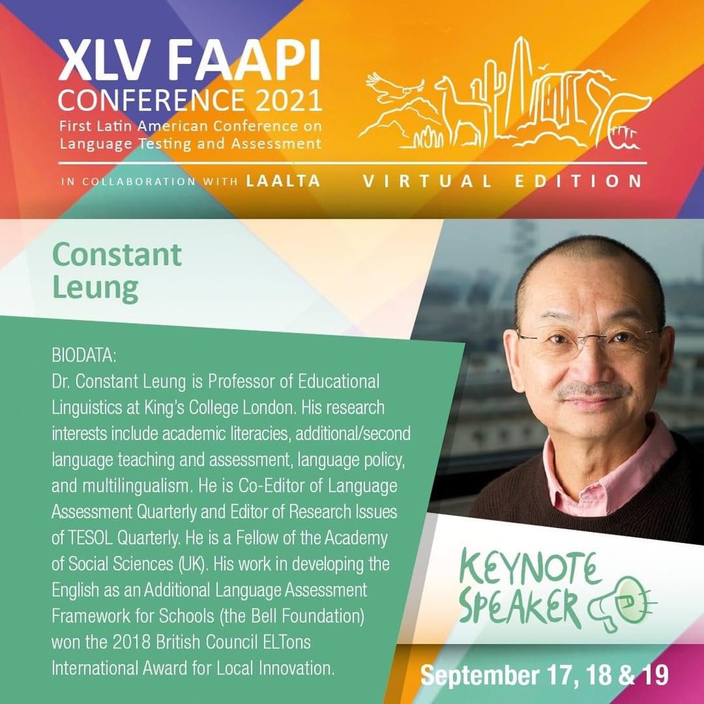 Keynote speaker at the XLV FAAPI-LAALTA conference Dr Constant Leung. Don’t miss it!
