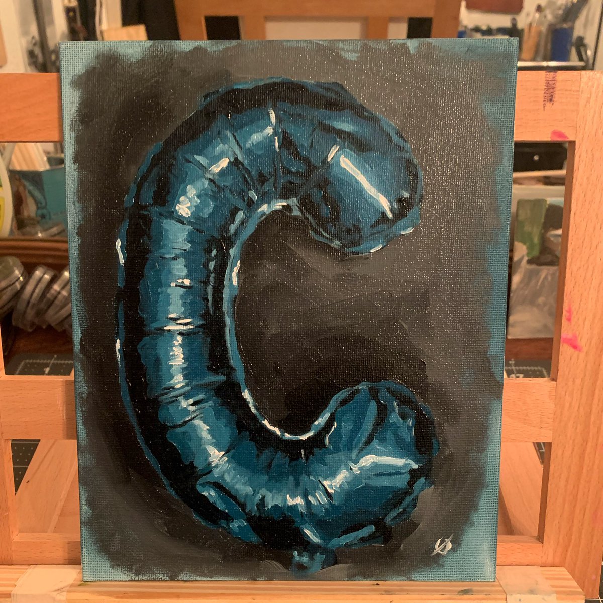 New work! C, oil on canvas panel.