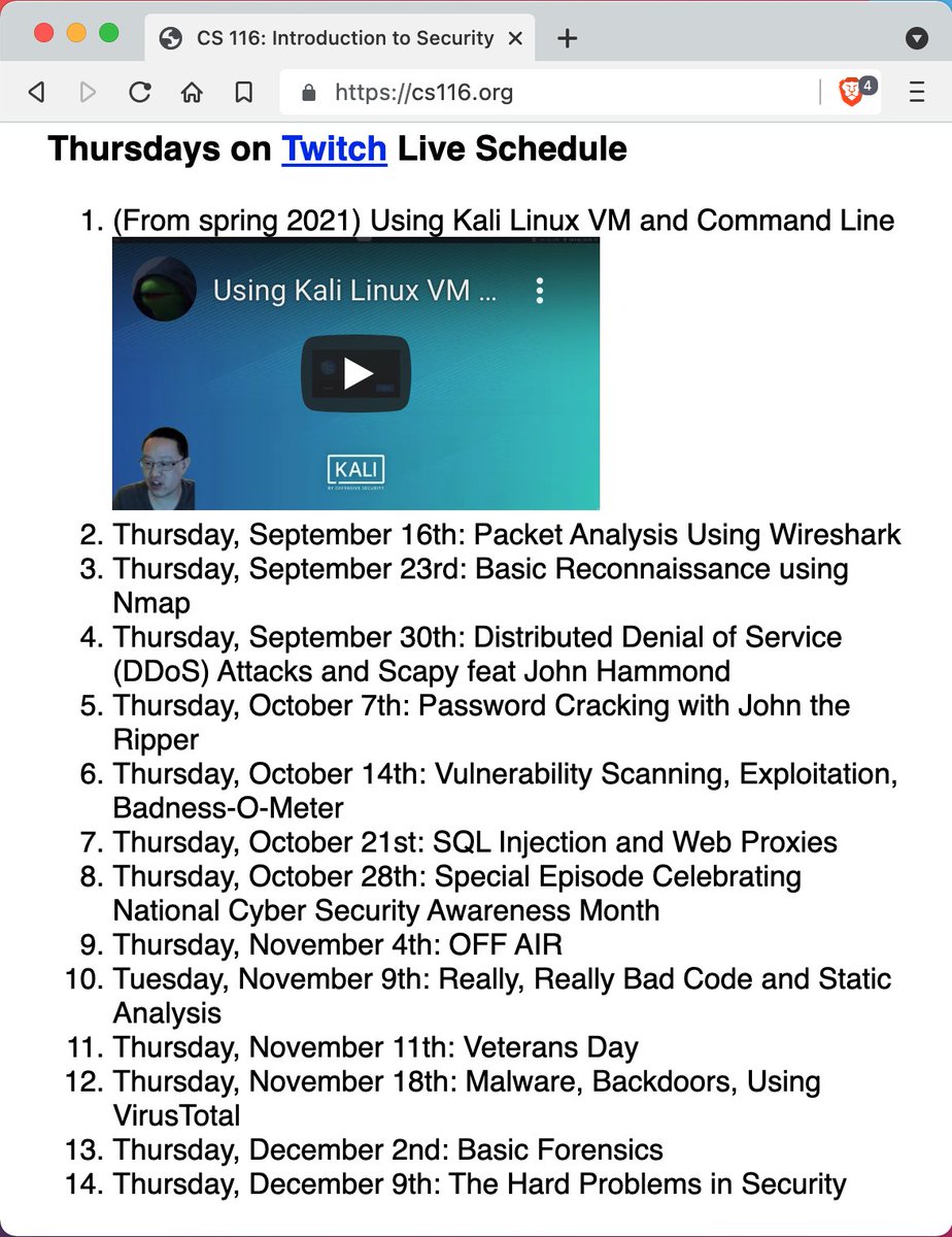 0xmchow's tweet image. Starting Thursday, September 16th, I&apos;m going back on @Twitch. Yes, for the third semester in a row, I am opening up my Security course to the public. twitch.tv/mchow01. 4:30 - 5:45 PM EST. The schedule for season 3...
