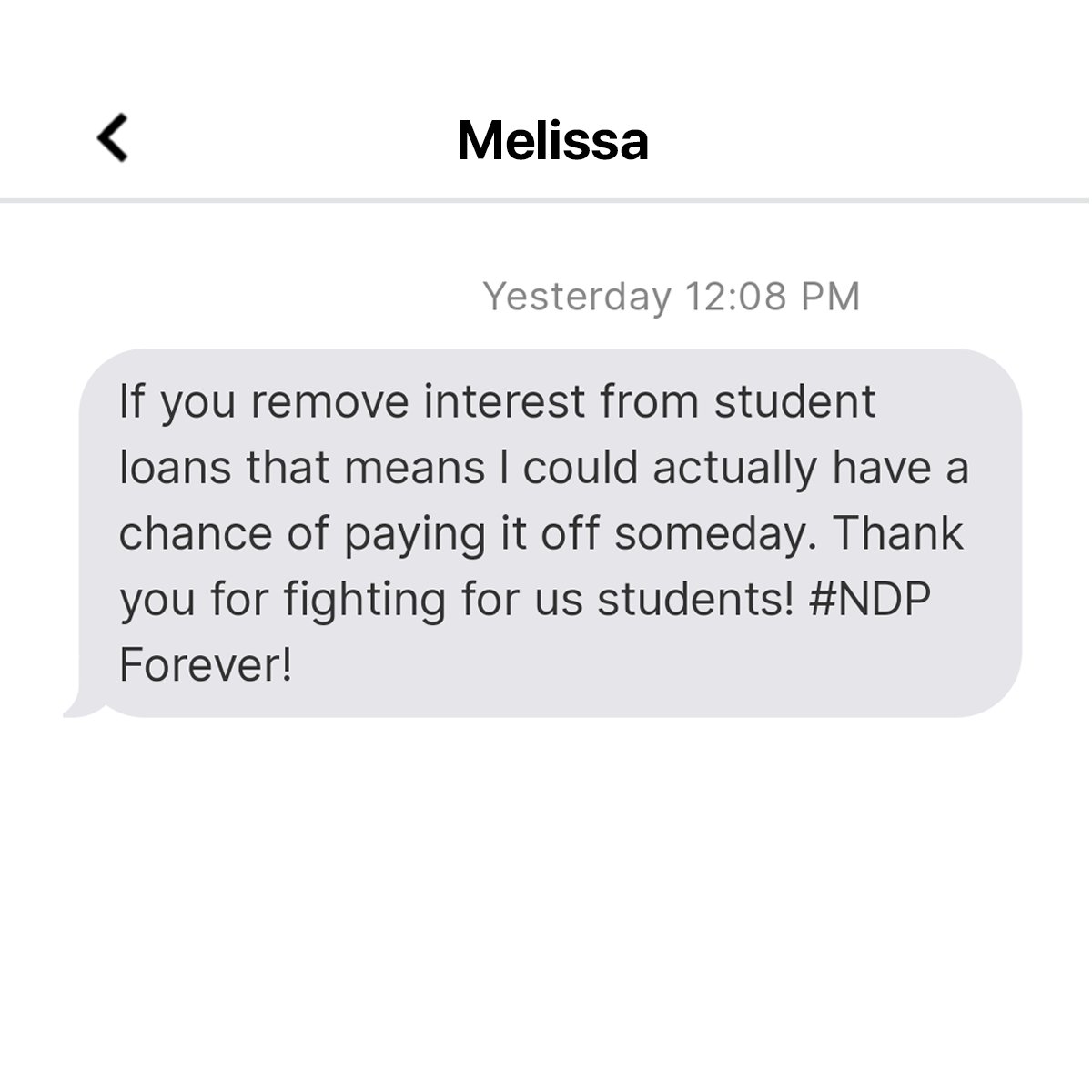 theJagmeetSingh's tweet photo. Young people like Melissa are worried about their future.

Mr. Trudeau handed out billions to big corporations during the pandemic while doing little for students.

I want people to know I'll never stop fighting for you.

📲Text me at 613-801-8210 to share your student loan story https://t.co/dcc5ImWoBV