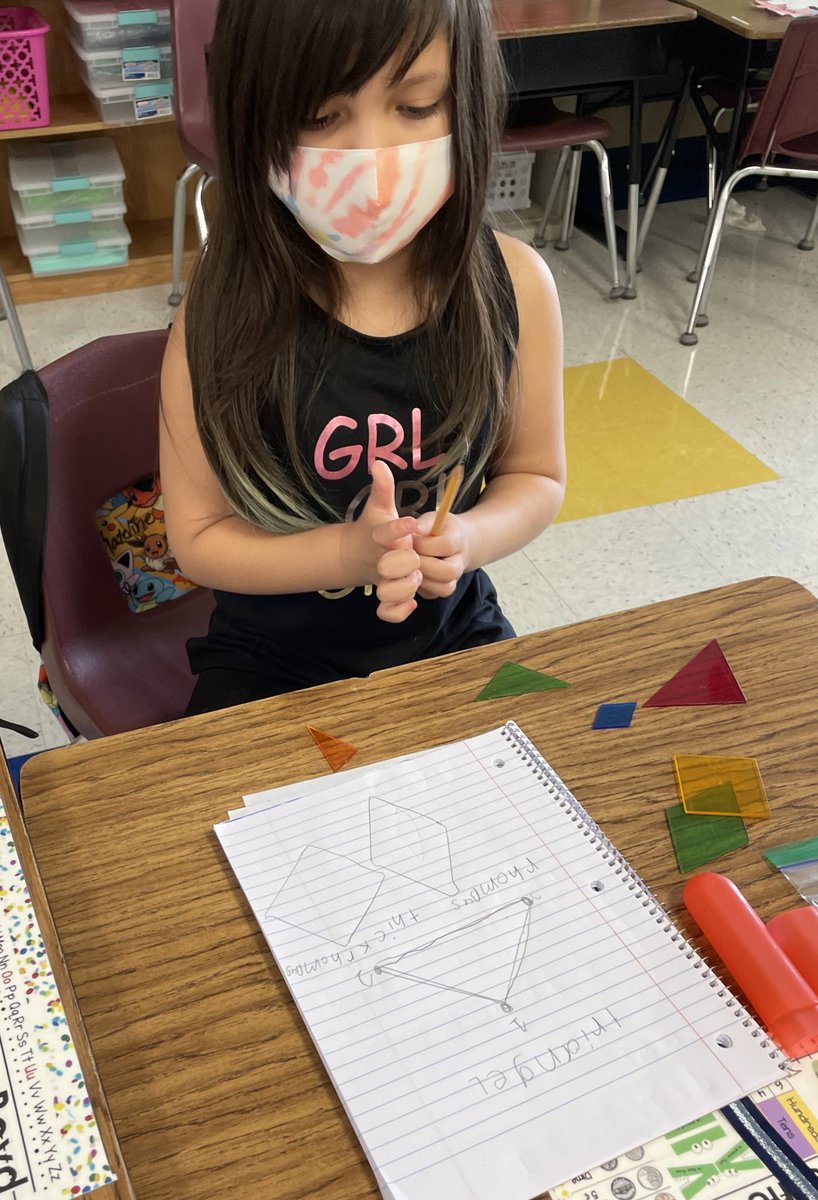 MrsAlcoces's tweet photo. Power Polygons time! Students explored various polygons and used our anchor chart as a tool to identify the name of each one based on its attributes. They also discovered composing other shapes! Great job, Mathematicians! #CSERoadrunners https://t.co/zvMz5JqoZ8