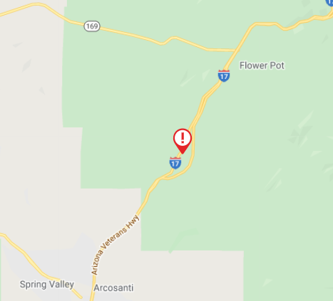 ArizonaDOT's tweet photo. I-17 SB near SR 169 (mp 272): The freeway is CLOSED due to a serious crash. All traffic is being routed off I-17 onto SR 169.

There is no estimated time to reopen I-17 SB.

Check your route before heading out with the AZ 511 &amp; ADOT Alerts apps: https://t.co/kUvoqCy8V0 https://t.co/LQXiKevxWB