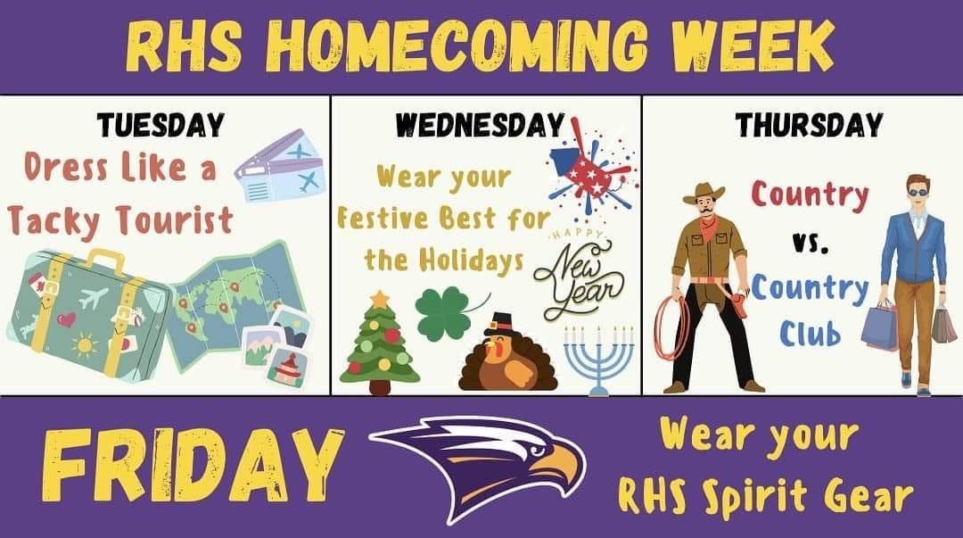 Excited for homecoming week!! Show your RHS spirit and dress up with us next week 💜