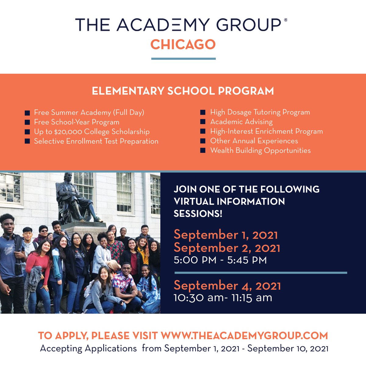 Applications are now open, and we encourage everyone to apply!  Join us at the virtual informational session or visit our website to apply now. Click on the link for more info. bit.ly/3yCbbTK #CloseTheGap