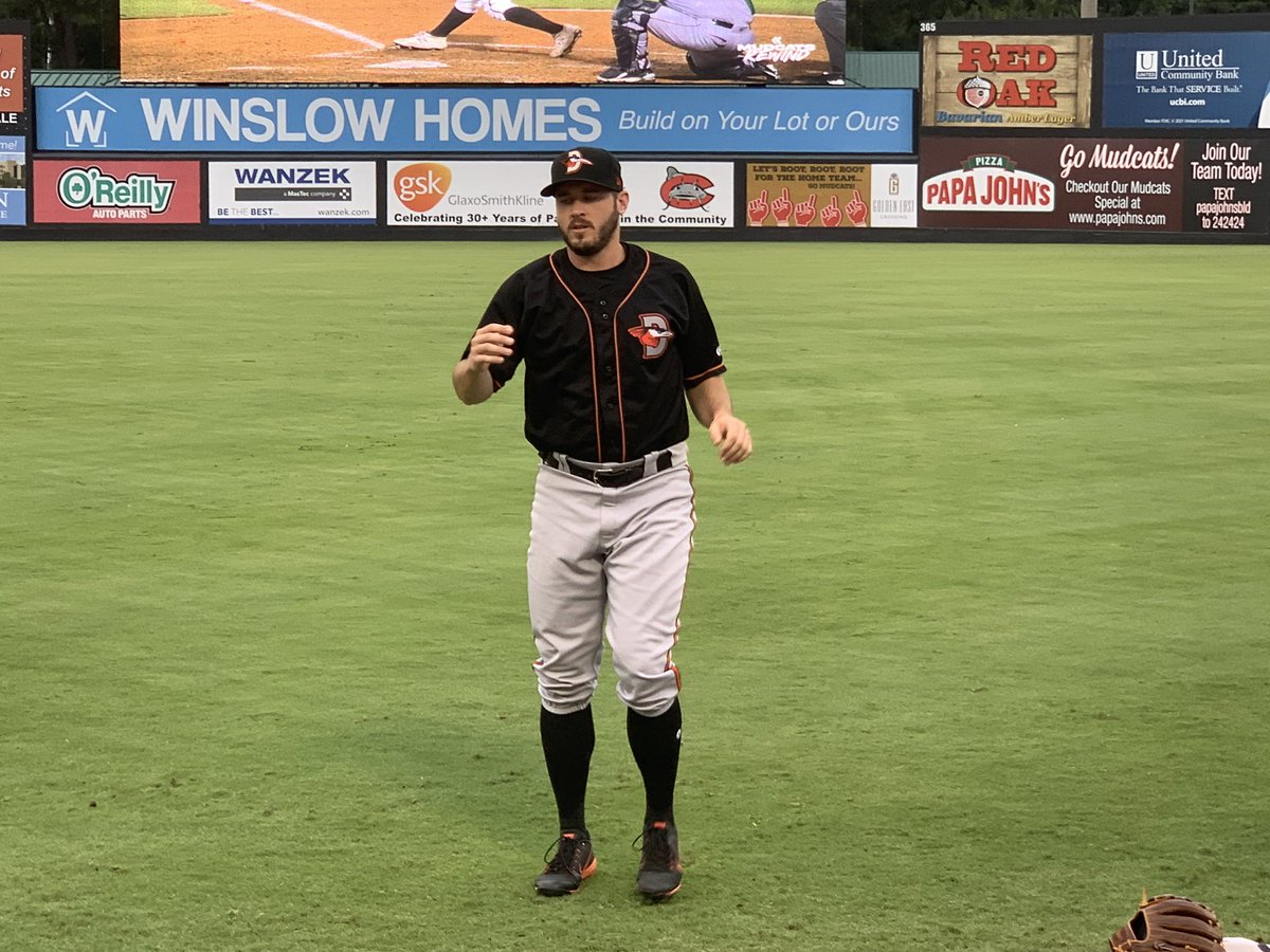 MappingThePath's tweet photo. Tonight’s uniforms for the Low-A East game between the @CarolinaMudcats (@Brewers affiliate) and the visiting Delmarva @shorebirds (@Orioles affiliate)
 
#MudcatsFun
#TheCarolinas #16ballparks https://t.co/povFUGHIo9