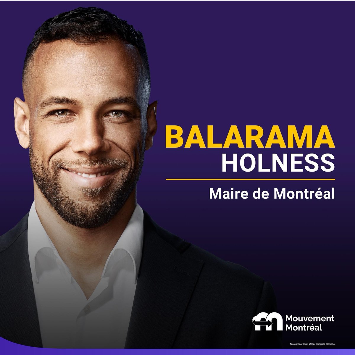 BalaramaHolness's tweet photo. Je suis fier d'être candidat à la mairie de Montréal avec un groupe de candidat.e.s fantastiques à travers l'île. Rejoignez-nous dans ce voyage pour construire une société plus résiliente et prospère. Le 7 novembre, votez pour @mouvement_MTL https://t.co/xWmhMN42l3