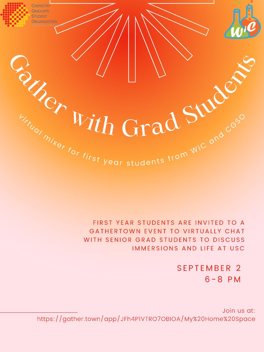 Join us virtually tomorrow from 6-8 PM on Gather Town to discuss immersions and life at USC! gather.town/app/JFh4P1VTRO…