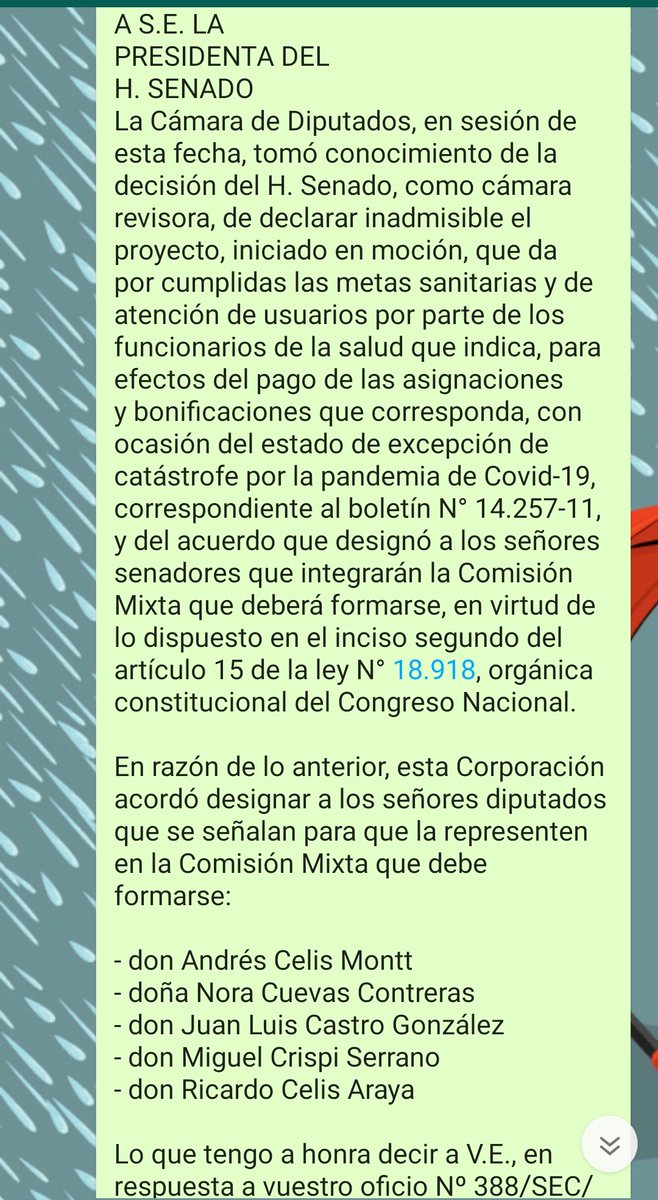 Pago de Chile, Senado declara inadmisible proyecto de ley que da por cumplidas las metas sanitarias y permite pago de bonos por desempeño a trabajadores de salud. Hipocresía máxima de quienes en público aplauden a la primera línea contra la Pandemia.