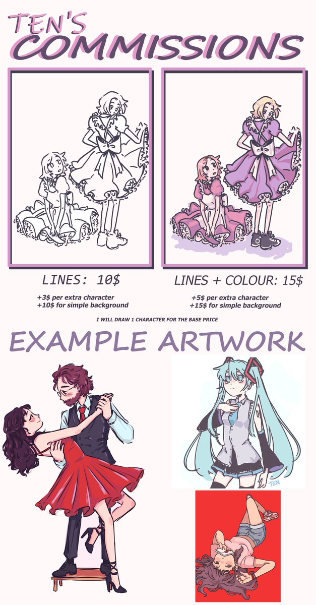 retweets appreciated !!!

I'm opening commissions !!! Feel free to DM me with any questions, clarifications or interest !! :) 